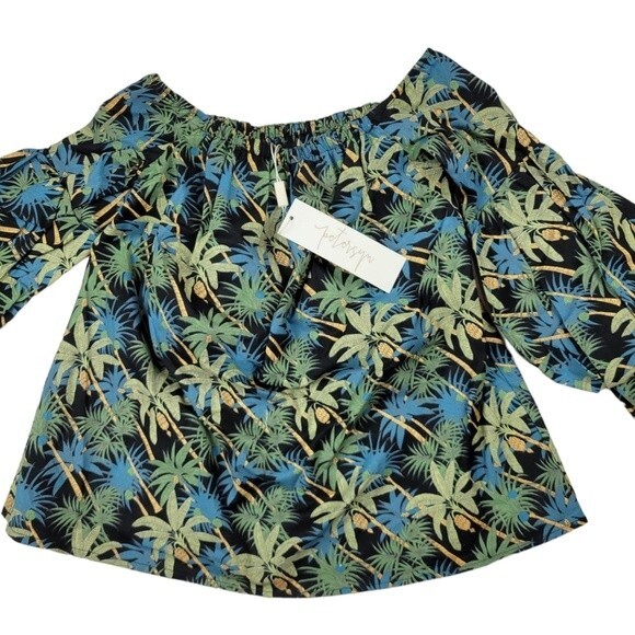 NEW Petersyn Lily Off The Should Long Sleeve Print Top, Medium, New With Tags - Picture 4 of 13